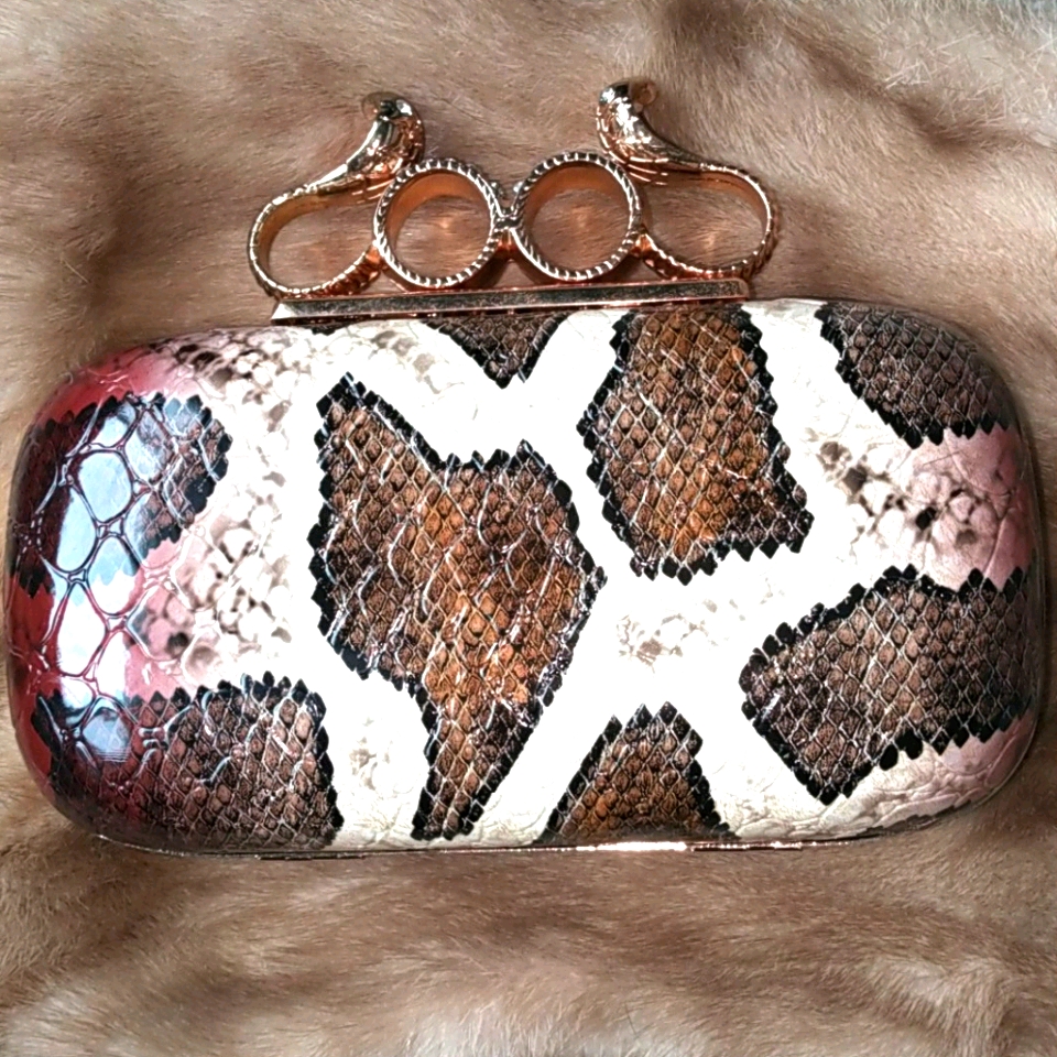 Finger Faux Snake Clutch